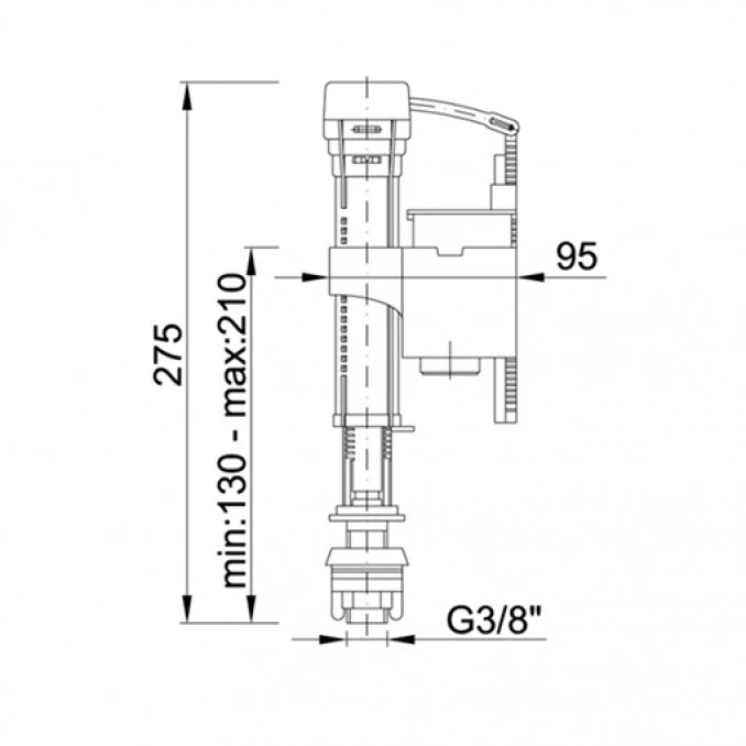 Plovak STYRON za vodokotlić vertikalni 3/8 MS