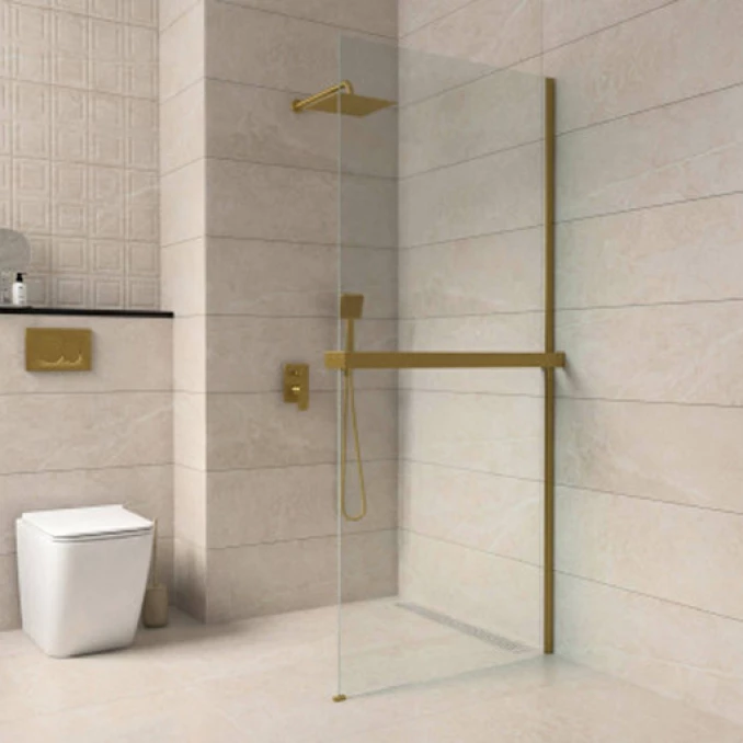 Walk-in COPEN MONTE SUPERIORE 1200x2000. 8mm staklo. polica i držač brušeno zlat