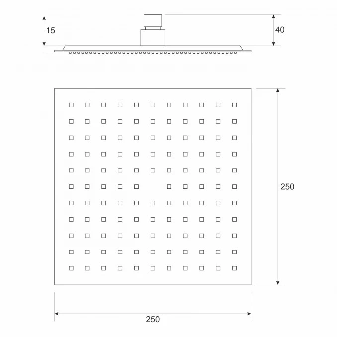 Ruža tuša COPEN 250x250mm ABS hrom
