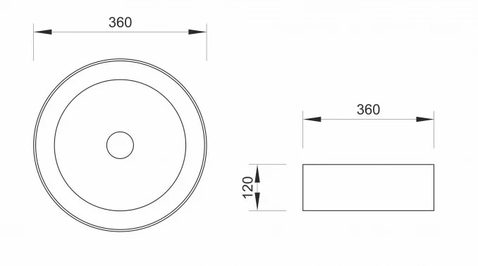 Lavabo nadgradni MINOTTI 360x360x120 mat crni
