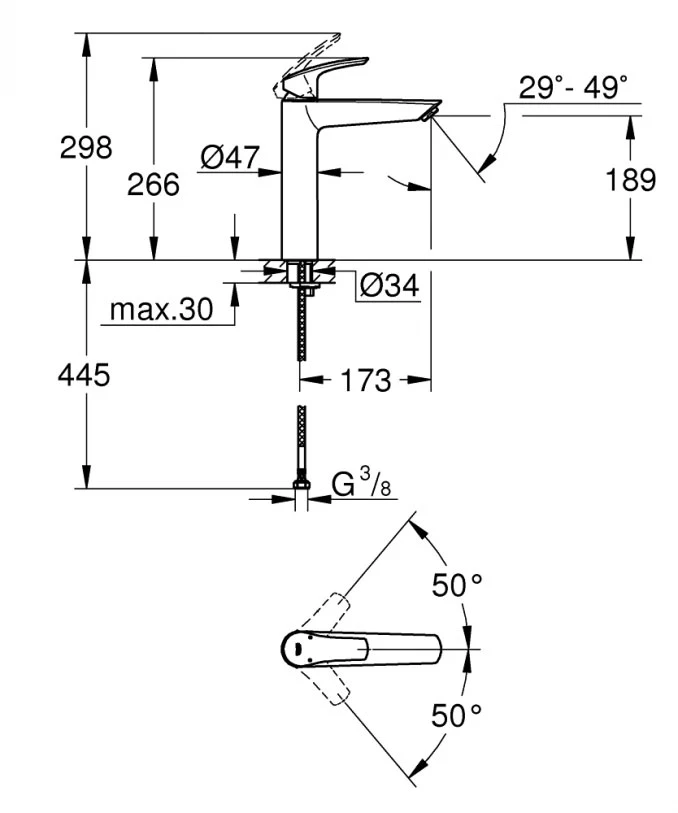 Baterija za lavabo GROHE EUROSMART XL
