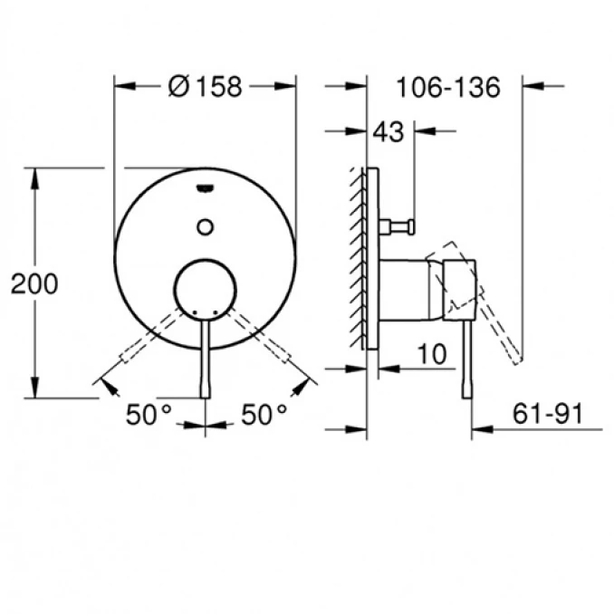 Maska ugradne baterije GROHE ESSENCE sa prebacivačem 2F hard graphite