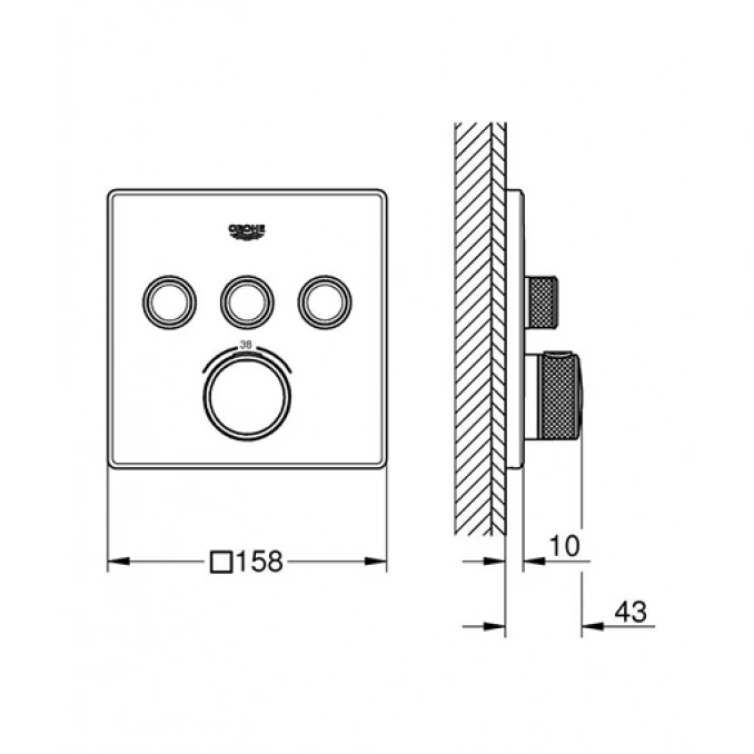 Termostat maska GROHE GROTHERM SMARTCONTROL 3F četvrtasta