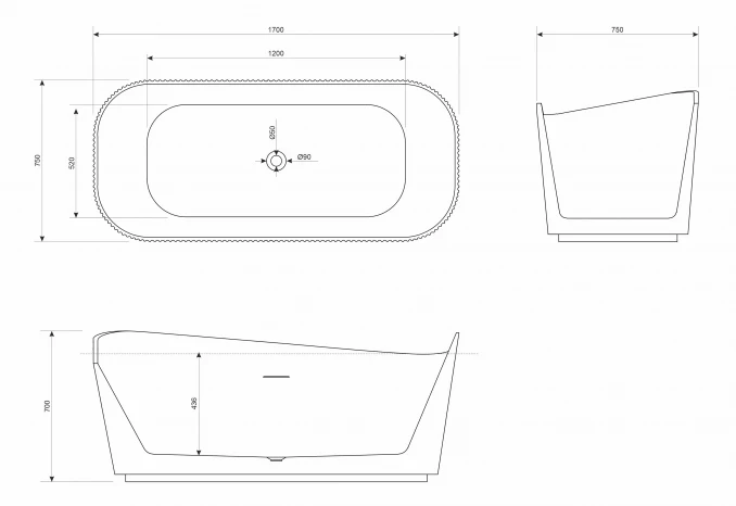 Kada samostojeća COPEN BRIGITTE 1700x750x550mm mat bijela