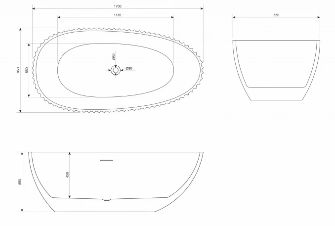 Kada samostojeća COPEN MARILYN 1700x850x580mm sjajna bijela