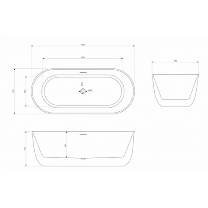 Kada samostojeća COPEN JUDY 1700x750x570mm mat crna/mat bela
