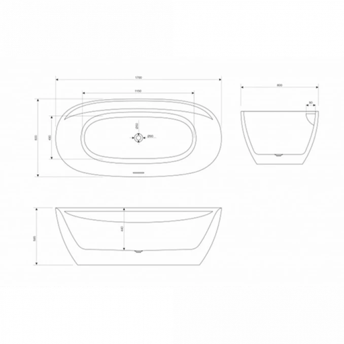 Kada samostojeća COPEN LAUREN 1700x800x585mm sjajna bela