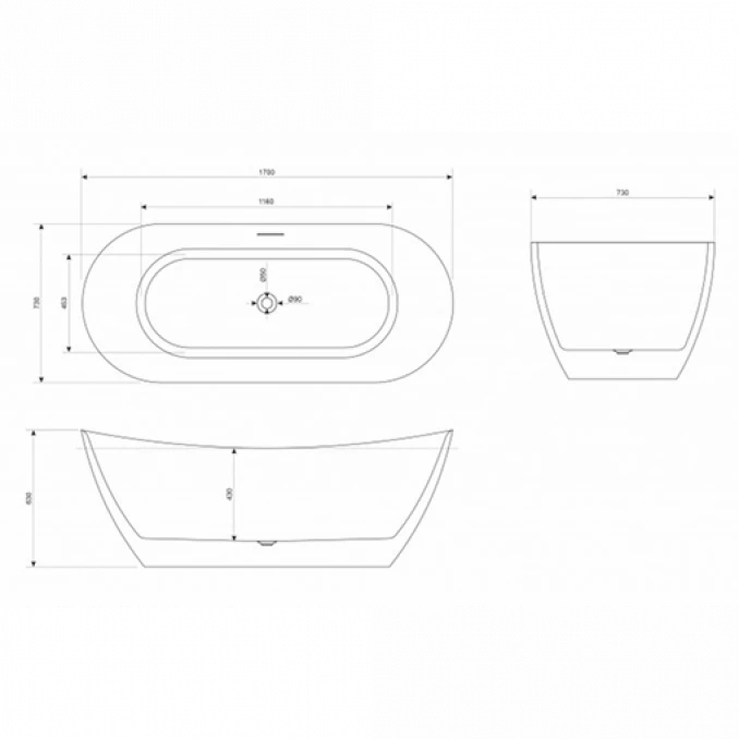 Kada samostojeća COPEN VIVIEN 1700x730x630mm sjajna bela