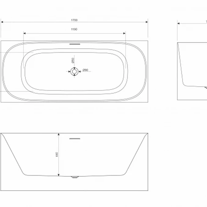 Kada samostojeća COPEN INGRID 1700x750x585mm sjajna bijela