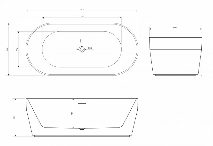 Kada samostojeća COPEN GINGER 1500x750x5800mm mat bijela