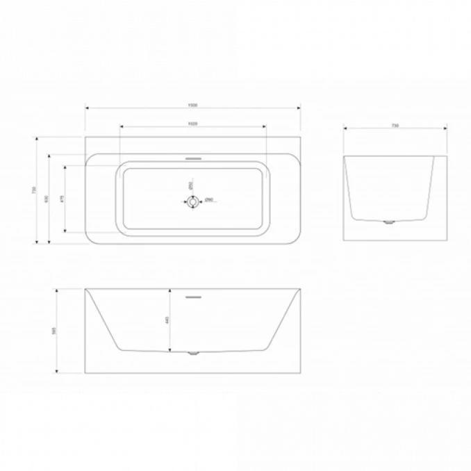 Kada samostojeća COPEN HEDY 1500x730x585mm sjajna bela
