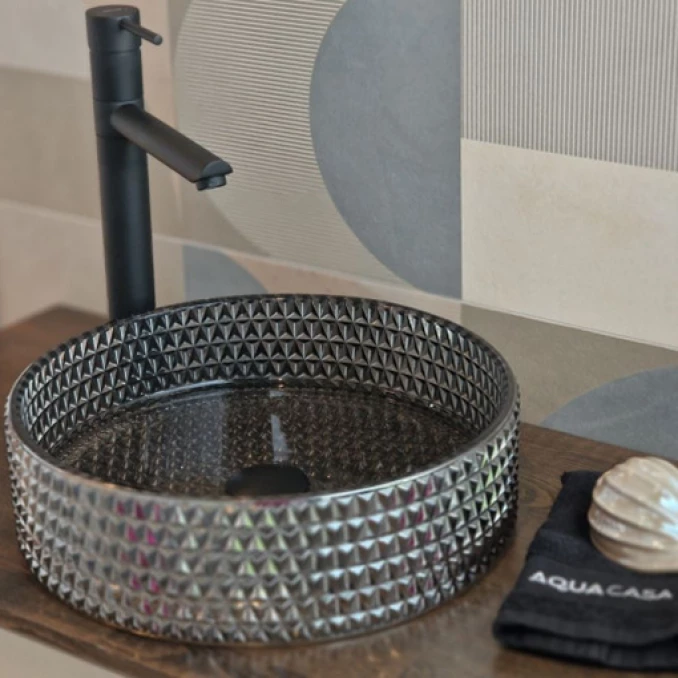 Stakleni lavabo COPEN nadgradni fi400x125mm crni