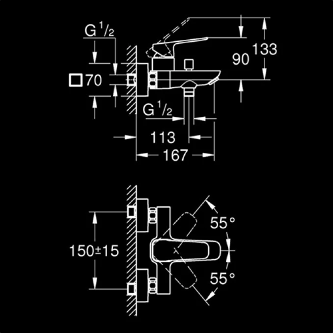 Baterija za kadu GROHE CUBEO