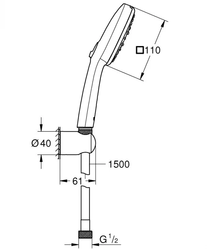 Tuš set sa držačem GROHE TEMPESTA CUBE 110 3F