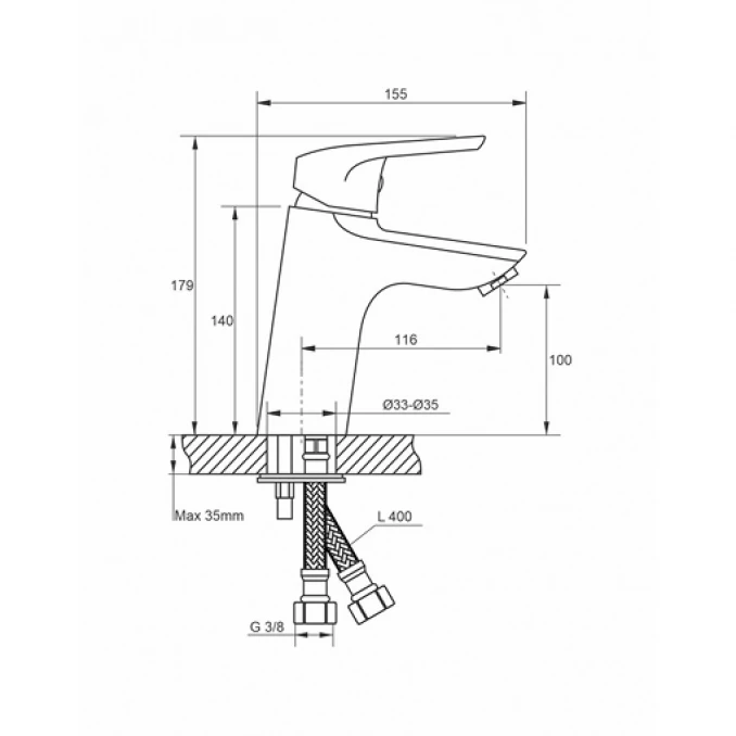 Baterija za lavabo MINOTTI PRIMA povišena