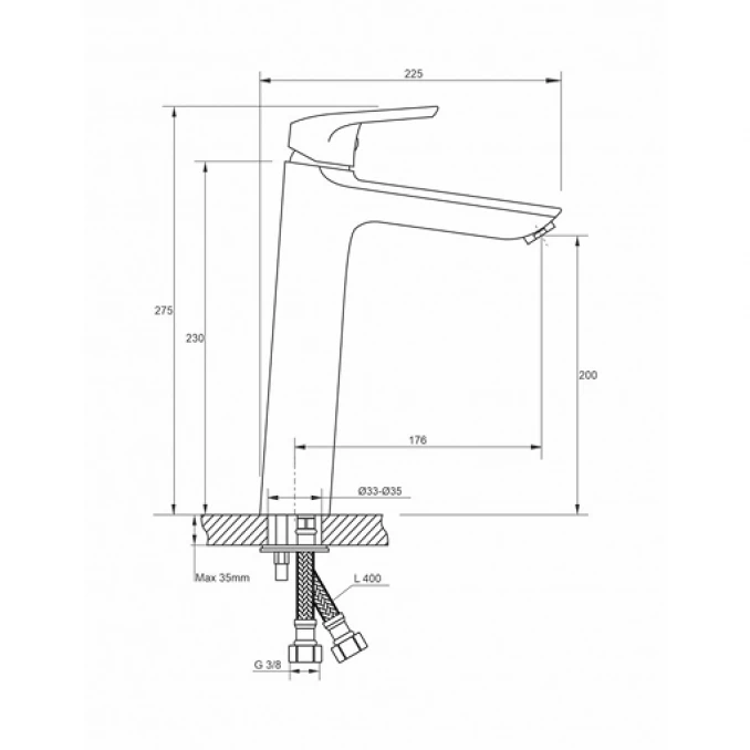 Baterija za lavabo MINOTTI PRIMA visoka
