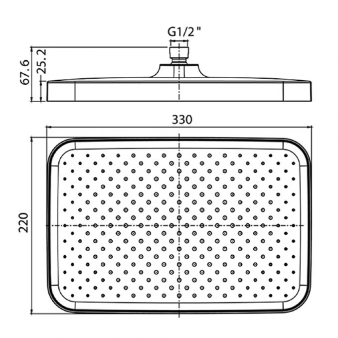 Ruža tuša COPEN 330x220mm ABS black/chrome