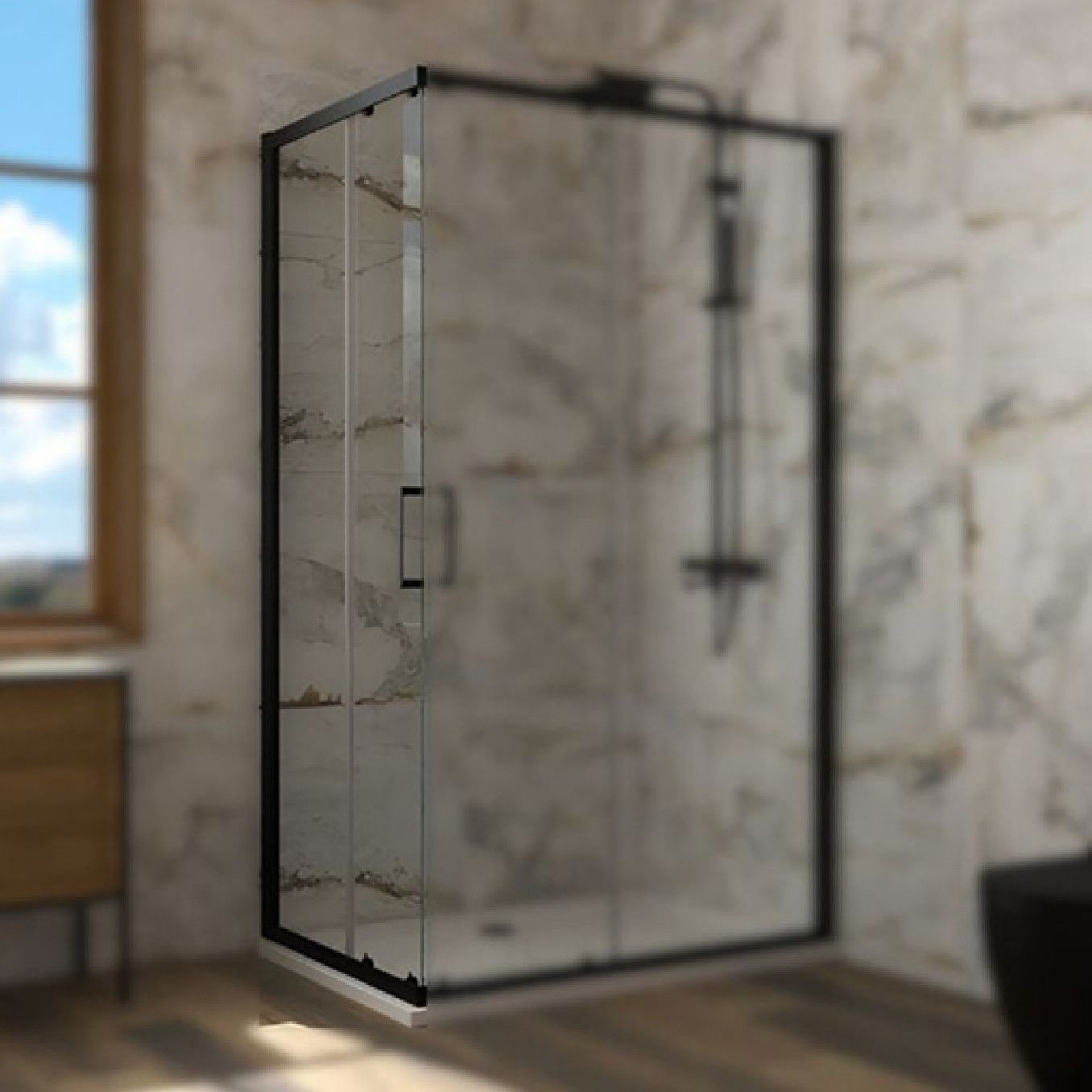 Bočno staklo sa vratima COPEN ATLAS PRO 900x1950 mat crno. staklo 6mm providno