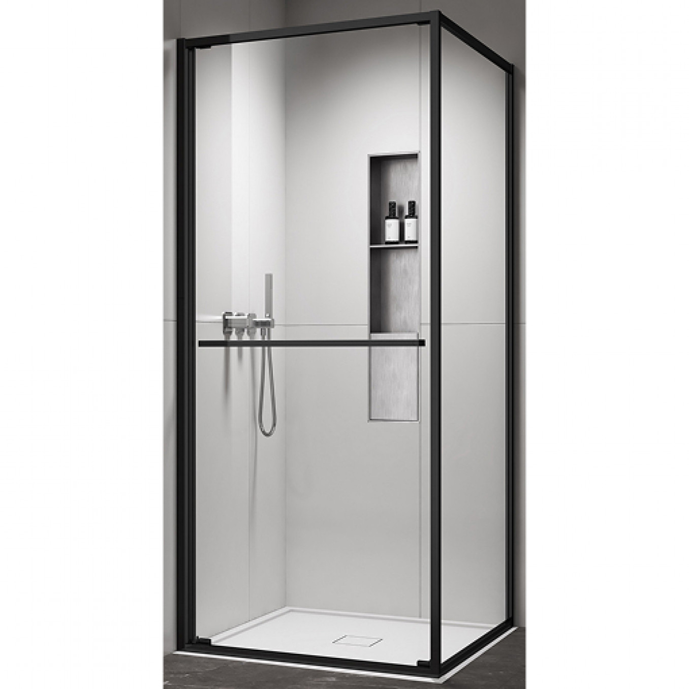 Tuš kabina COPEN ATLAS PRO 1V 900x900x2000 mat crna. staklo 6mm providno