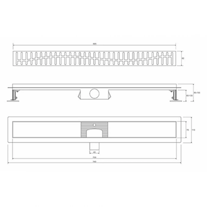 Tuš kanalica PROFIL M WAVE 700 brushed