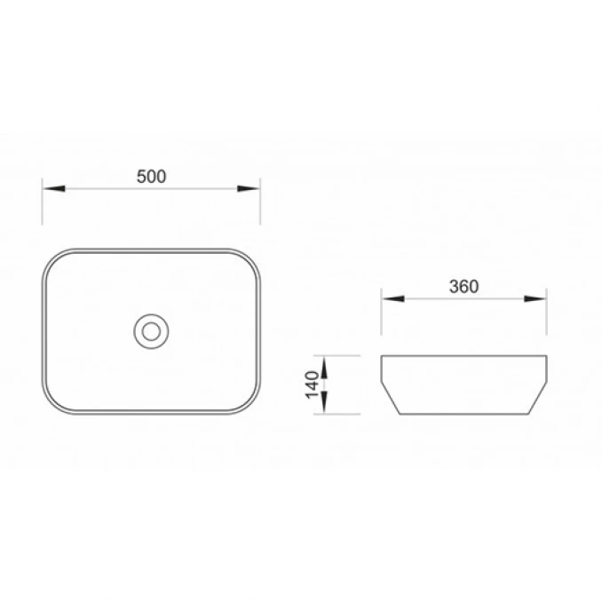 Lavabo nadgradni MINOTTI 504x352x145 beli mat