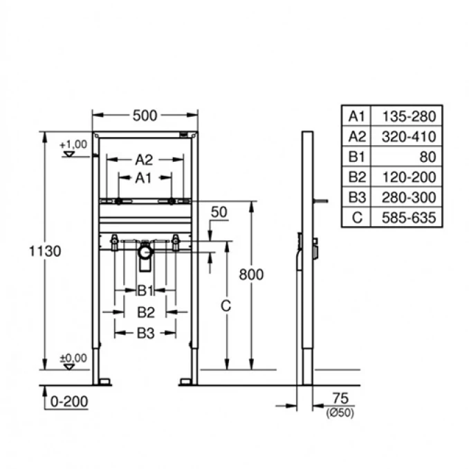 Ugradna konzola za lavabo GROHE RAPID SL