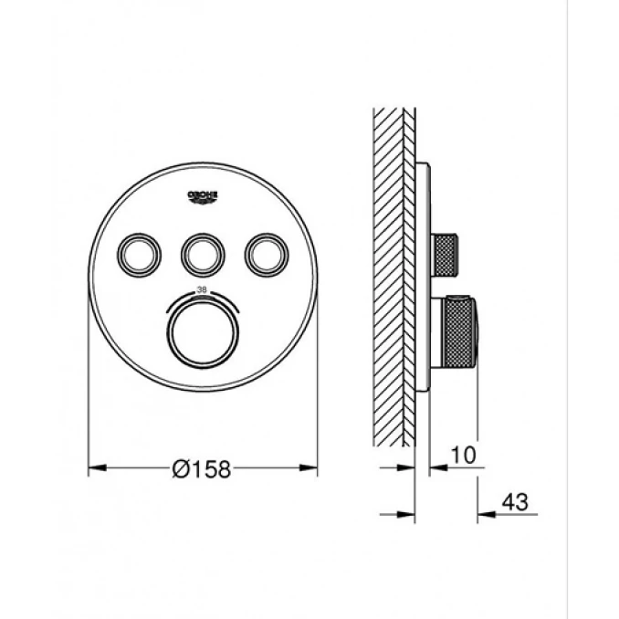 Termostat maska GROHE GROTHERM SMARTCONTROL 3F