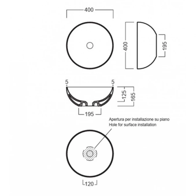 Lavabo HATRIA HAPPYHOUR SLIM 06:00 fi400 glossy petrol