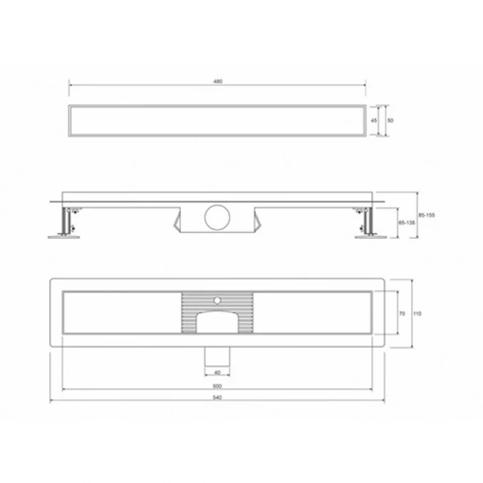 Tuš kanalica PROFIL M ROCK 500 brushed