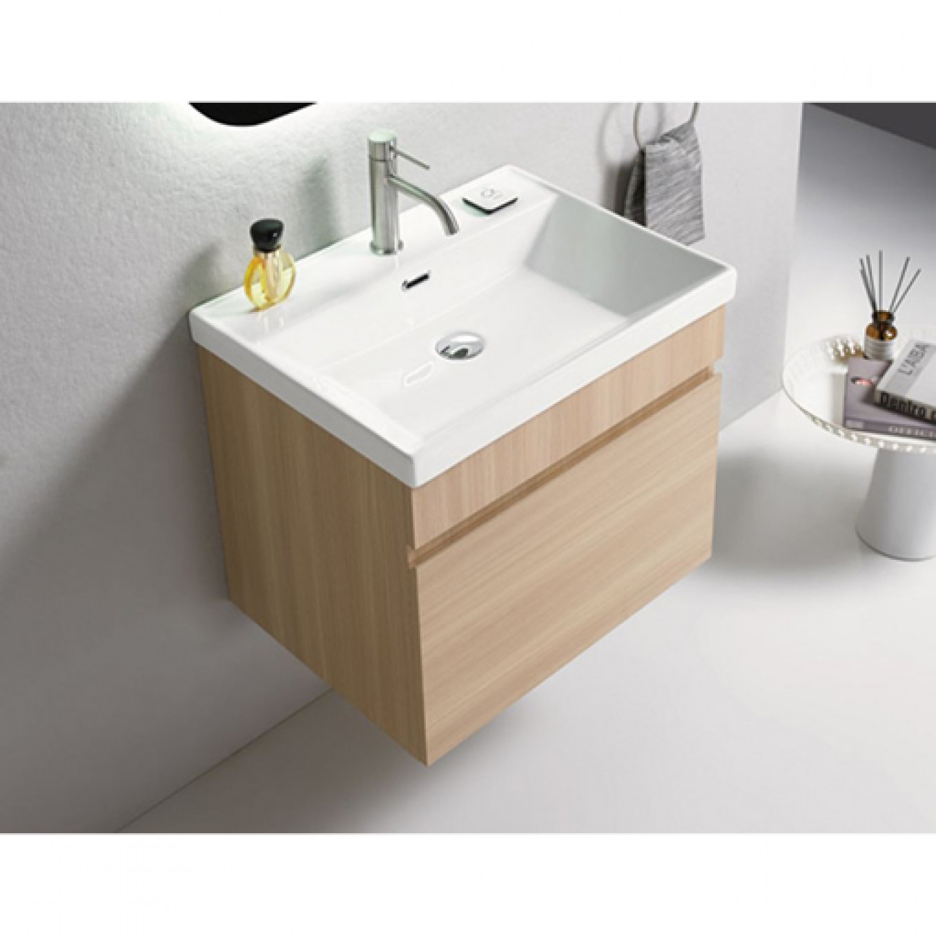 Toaletni ormarić UNILINE LUMA 601 BRW sa lavaboom. soft close fioka 605x463x480