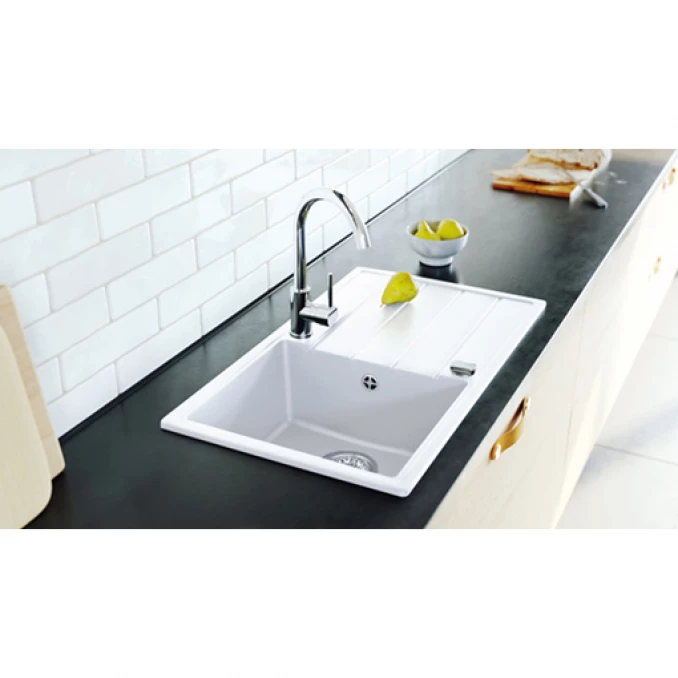 Granitna sudopera MILO METRO 76x44 Magnesia white sa sifonom