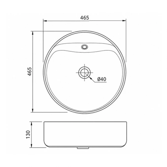 Lavabo COPEN nadgradni 465x465x155 sa otvorom za slavinu