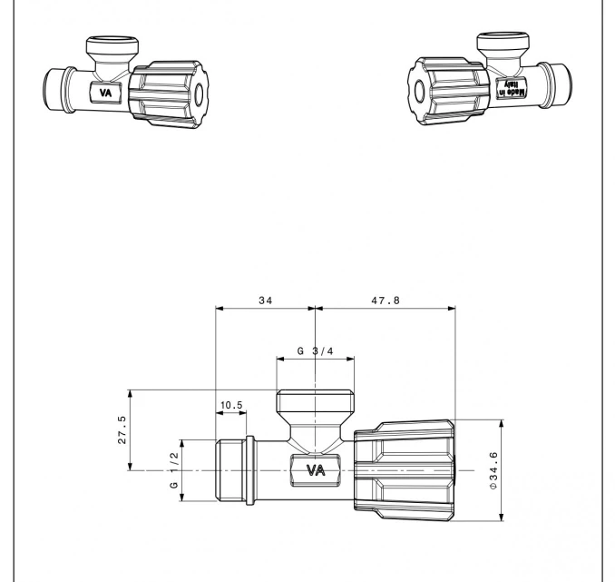 Ek ventil ALBERTONI 1/2x3/4 VM sa virblom